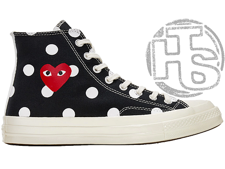 Жіночі кеди Converse Chuck Taylor All-Star 70s Hi Comme des Garcons PLAY Polka Dot Black 157250C, фото 1
