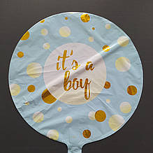 Фольгована кулька коло It's a boy із золотими кружечками 18" Китай