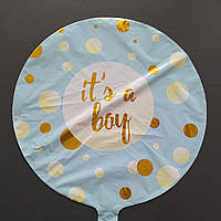 Фольгована кулька коло It's a boy із золотими кружечками 18" Китай