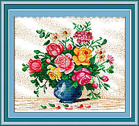Набор для вышивания крестом с печатью на ткани NKF Цветы в вазе Н147 14ст
