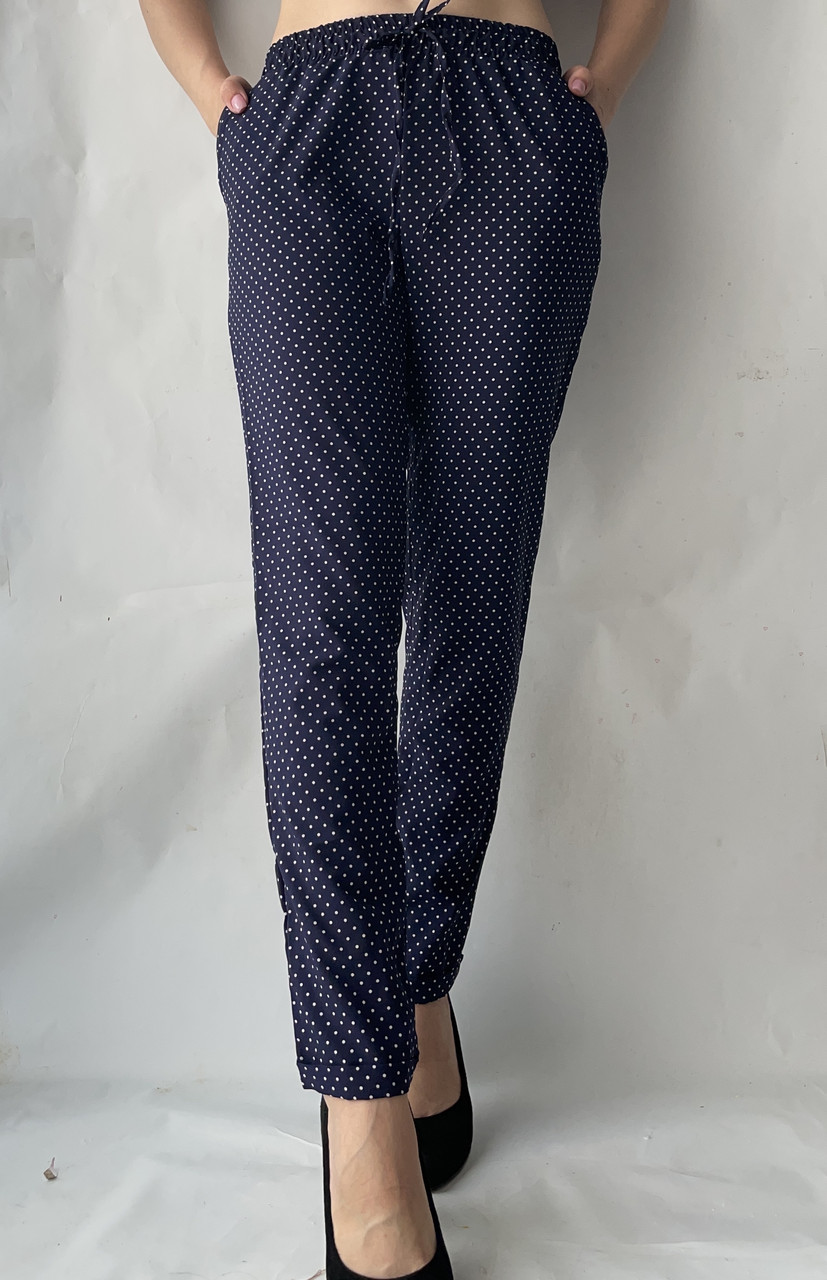 БАТАЛЬНІ літні штани N°17/1 горох синій