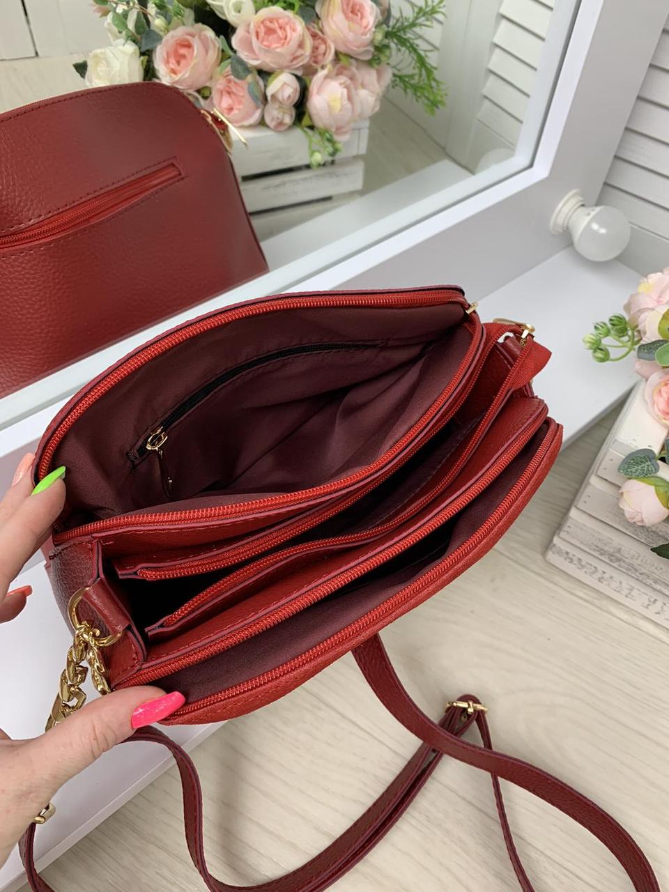 Женская замшевая модная красная сумочка через плече - фото 4 - id-p1226958646