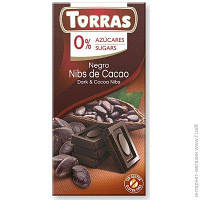 Шоколад без цукру Torras чорний з подрібненими какао Іспанія 75г