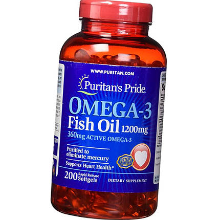 Омега-3 жирні кислоти Puritan's Pride Omega-3 Fish Oil 1200 mg 200 капс, фото 2
