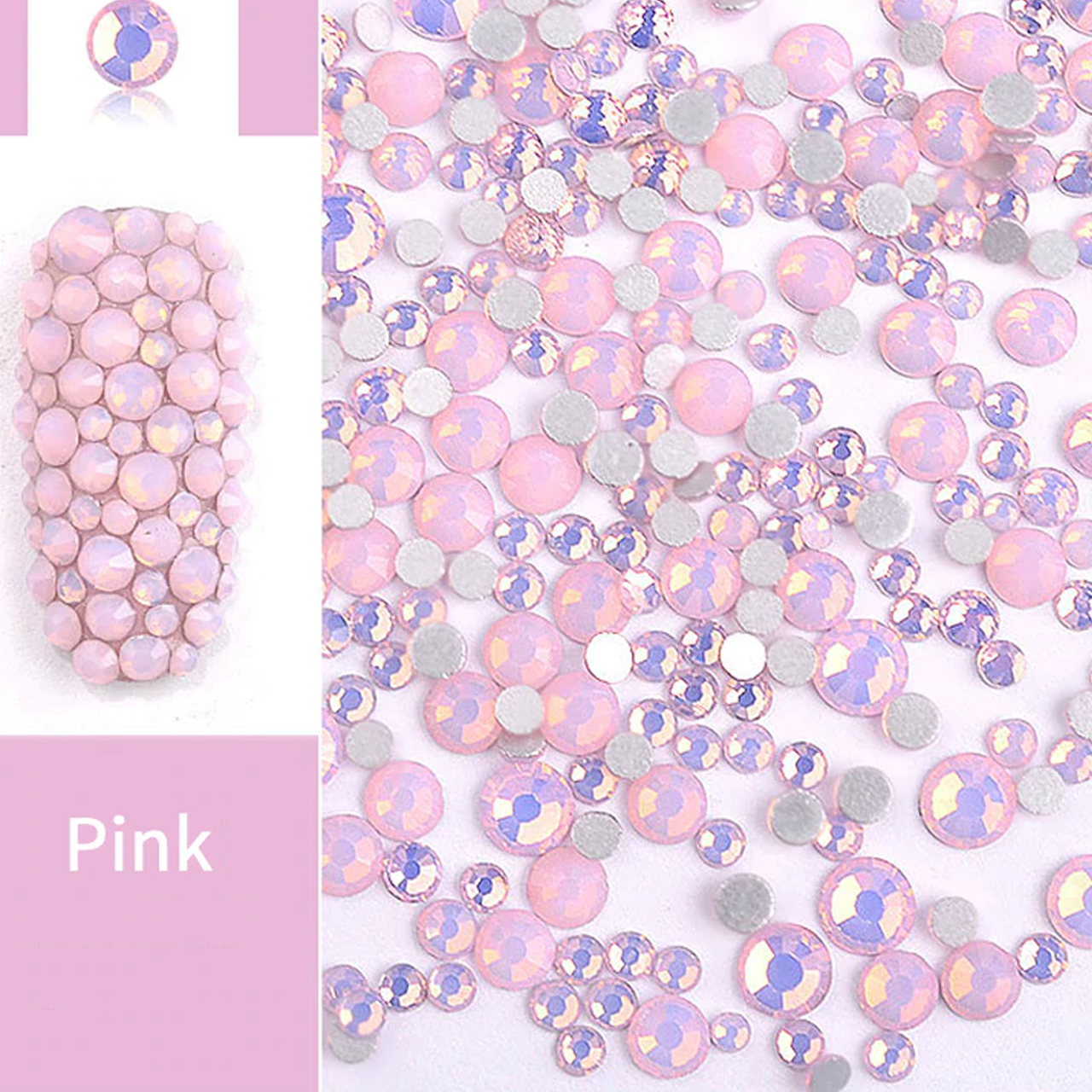 Стрази опал Boshiling мікс розмірів, рожеві 720 штук