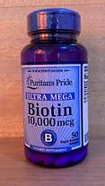 Біотин Puritan's Pride Biotin 10,000 mcg 50 гел капс, фото 3