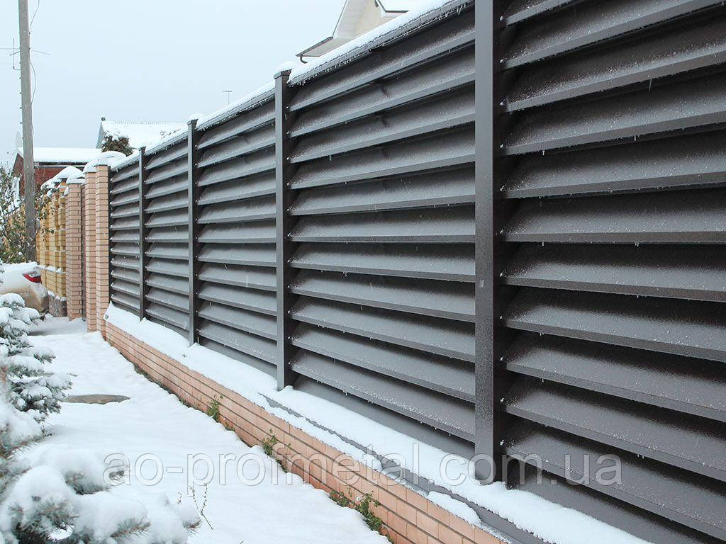 Металлический забор жалюзи, Забор жалюзи-ламели из профнастила., фото 1