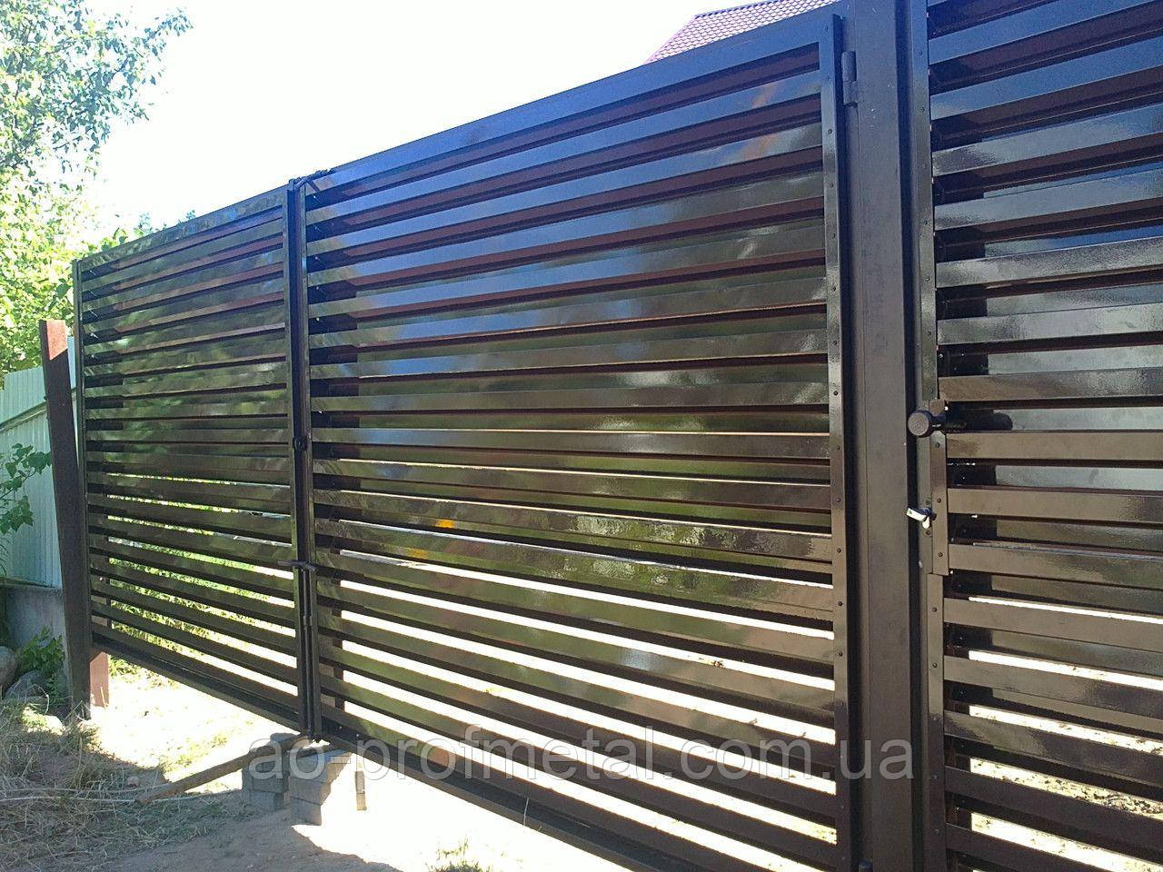 Металевий забір жалюзі з профнастилу., фото 1