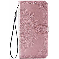 Кожаный чехол-книжка для Samsung A11 | Art Case с визитницей Розовый