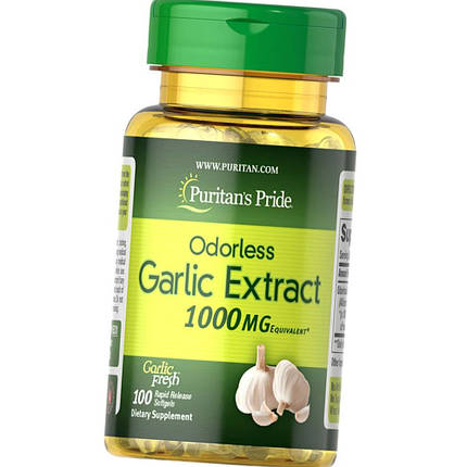 Екстракт часнику Puritan's Pride Garlic 1000 mg 100 гел капс, фото 2