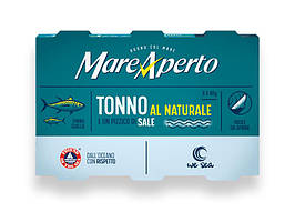 Тунець у власному соку Mare Aperto Natural 480г (6х80 г) Італія