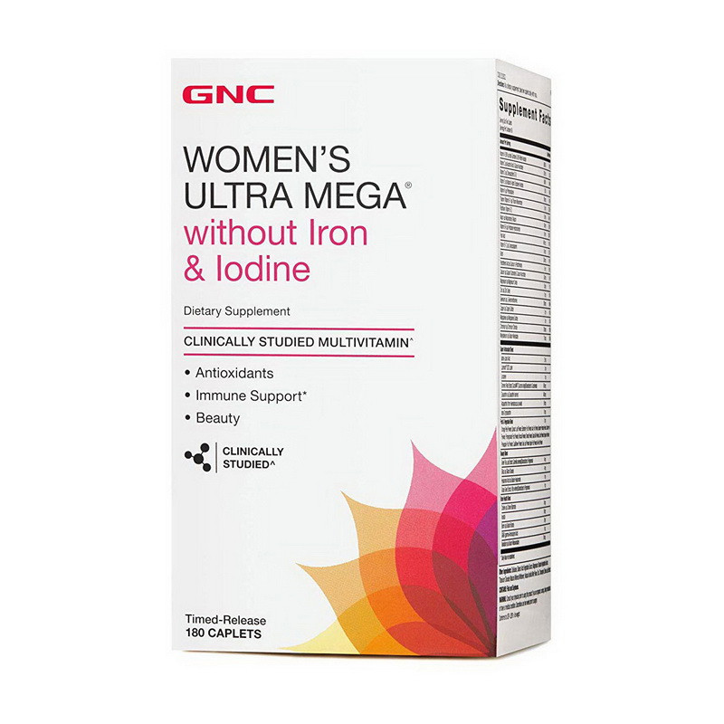 Вітаміни для жінок без заліза GNC Womens Ultra Mega Without Iron and Iodine 180 caps