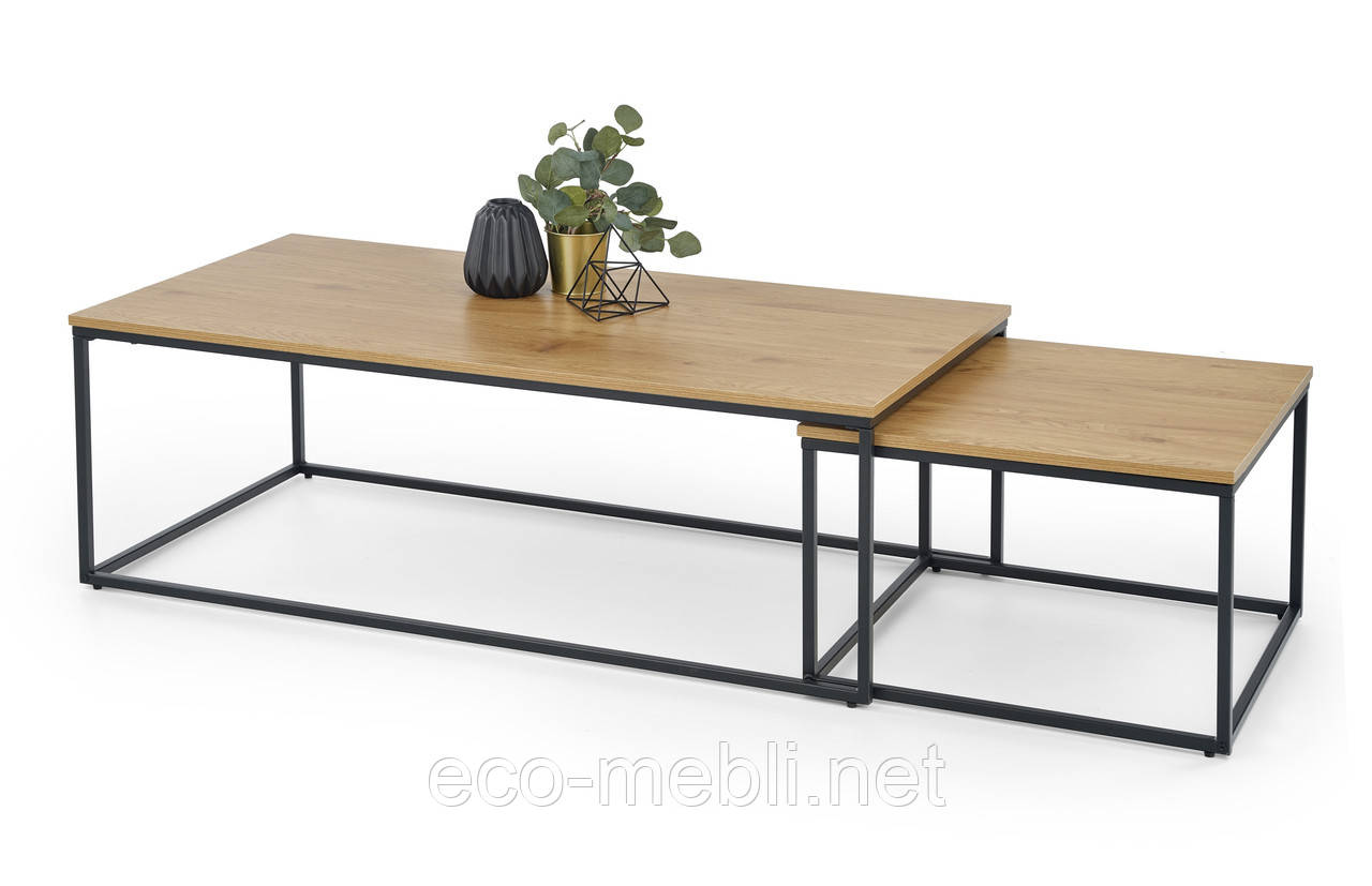 Журнальний стіл Alaska (комл) halmar дуб золотистий/чорний, фото 1