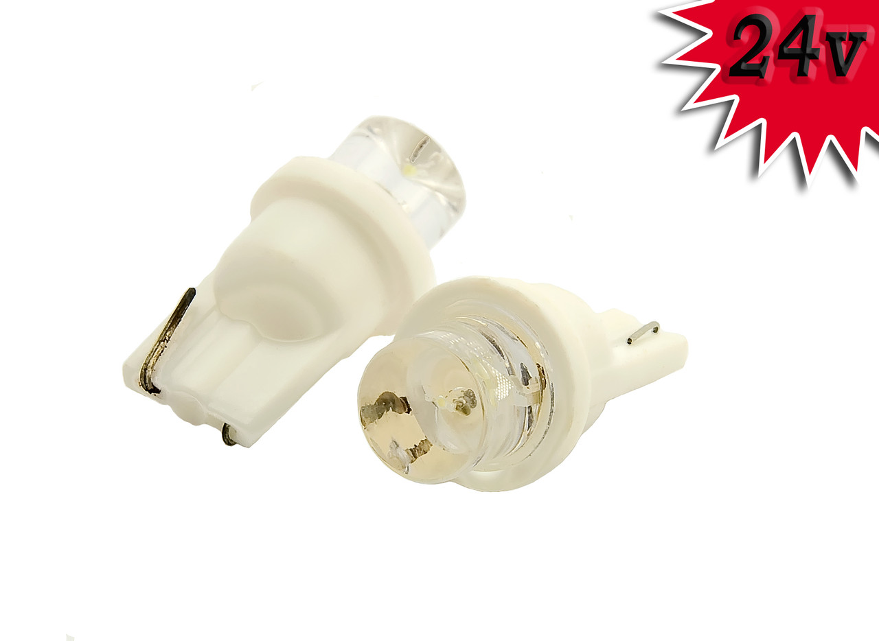 Світлодіодна автомобільна лампа T10 W2,1x9,5d 1LED 24V WHITE конусна, фото 1