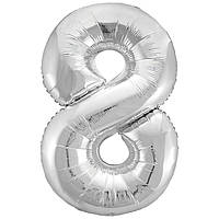 Фольгована цифра Slim STAR срібний "8" 40" (102см) в упаковці