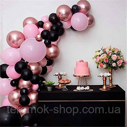 Арка гірлянда з повітряних кульок 73 шт, фотозона рожеве золото для дня народження
