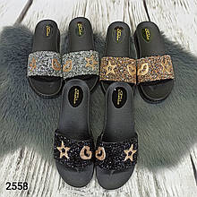 Жіночі шльопанці з камінням і візерунками, ефект битого скла