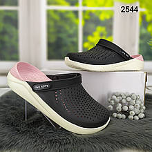 Сабо крокси жіночі чорні з рожевим Luck Line силіконові 40=26см