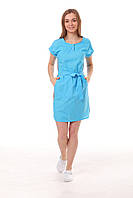 Медицинское платье Парма короткий рукав Голубой с светло-серым