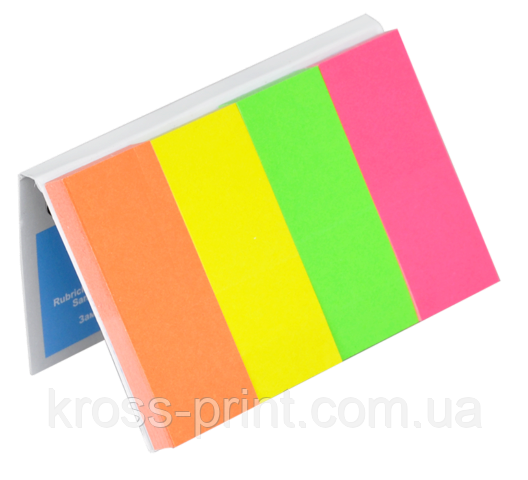 Закладки паперові з клейким шаром, 20х50 мм, 4х50 аркушів, неон, асорті, фото 1
