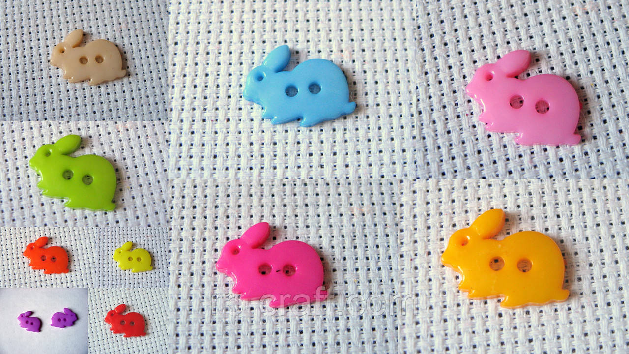 Ґудзик пластиковий, декоративний. Кролик, 13х18 мм, фото 1