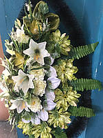 Венок похоронный из искусственных цветов (№1), размер 175*75 см, доставка по Украине