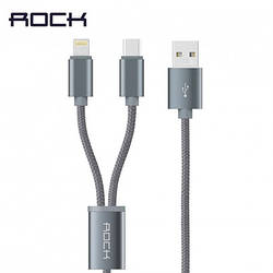 Кабель Rock Оригінал 2 in 1 (Lightning + Type C ) USB Charge Cable 1200mm