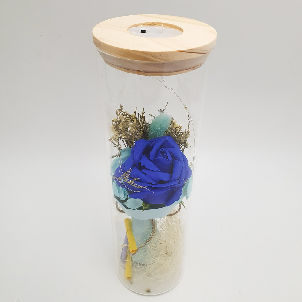Роза в колбе с LED подсветкой романтический подарок ночник 26 см синяя! Quality - фото 3 - id-p1433170643