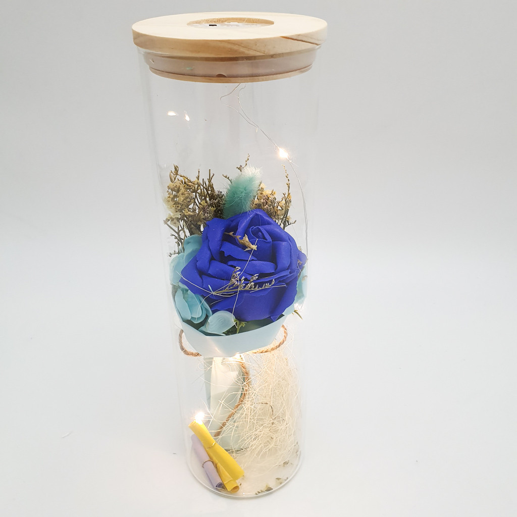 Роза в колбе с LED подсветкой романтический подарок ночник 26 см синяя! Quality - фото 5 - id-p1433170643