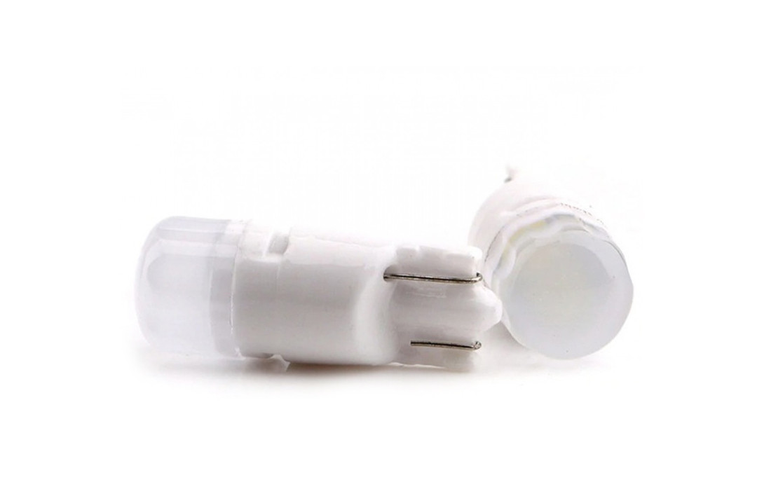 Світлодіодна автомобільна лампа T10 W2,1x9,5d 2 SMD (2835) 12V WHITE з матовою лінзою та керамічний цоколь, фото 1