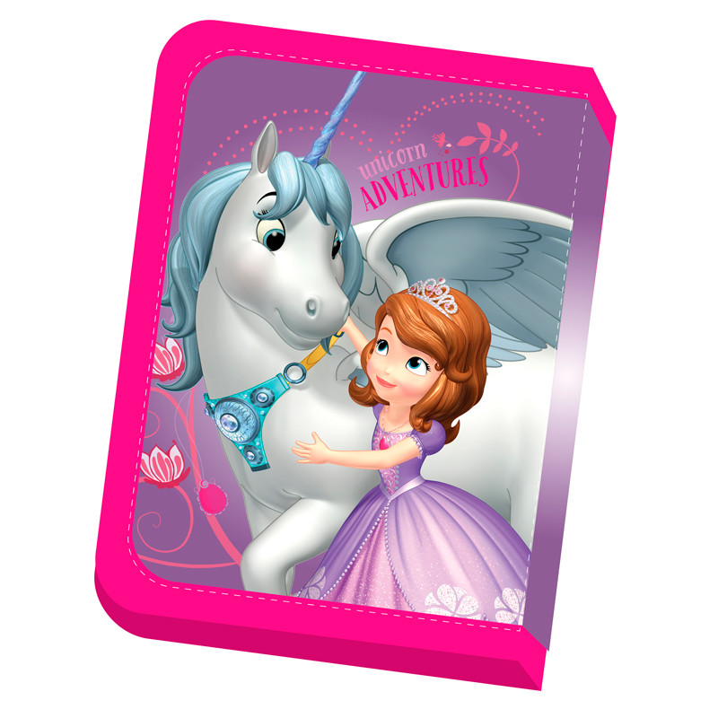 930513 Пенал тканинний Disney SOFIA тм Leader, 1 відділення 2 одвороту, 21*13,5*4 см