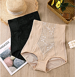 Стягувальні труси, висока посадка. Великі розміри ХЛ-5ХЛ коригувальна бежева білизна, фото 2