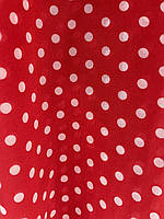 Шифон на метраж ,белый горох на красном фоне для пошива платьев, юбок, блузок, платков .