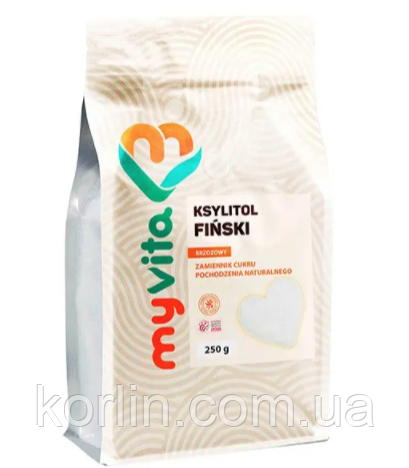 Ксилітол Фінський Ксиліт Березовий Цукор Ksylitol Xylitol 250 г Proness MyVita Польща Доставка з ЄС