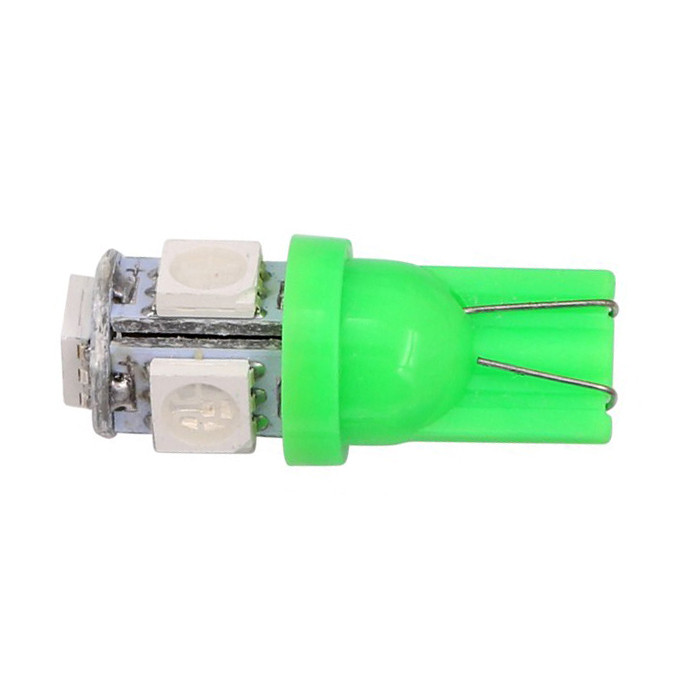 Світлодіодна автомобільна лампа T10 W2,1x9,5d 5 SMD (5050) 12V GREEN