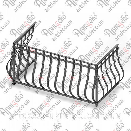 Балконна кована огорожа 2000х1000х1000. КОМПЛЕКТ ЕЛЕМЕНТІВ, фото 1