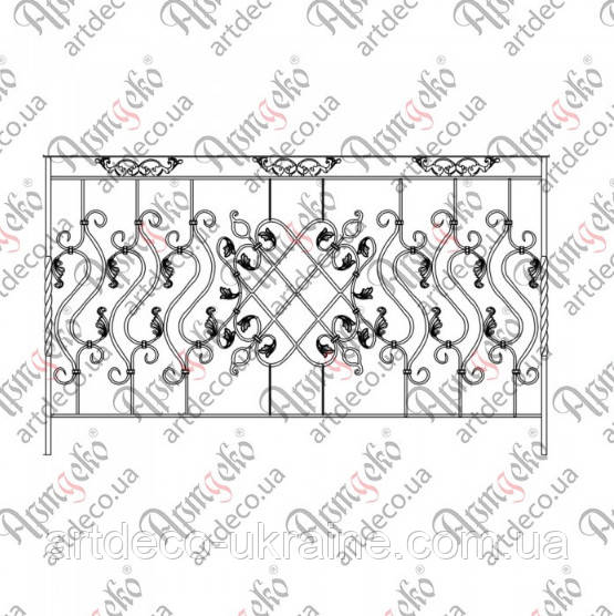 Балконна огорожа 2000х1200.(БО-03) КОМПЛЕКТ ЕЛЕМЕНТІВ, фото 1