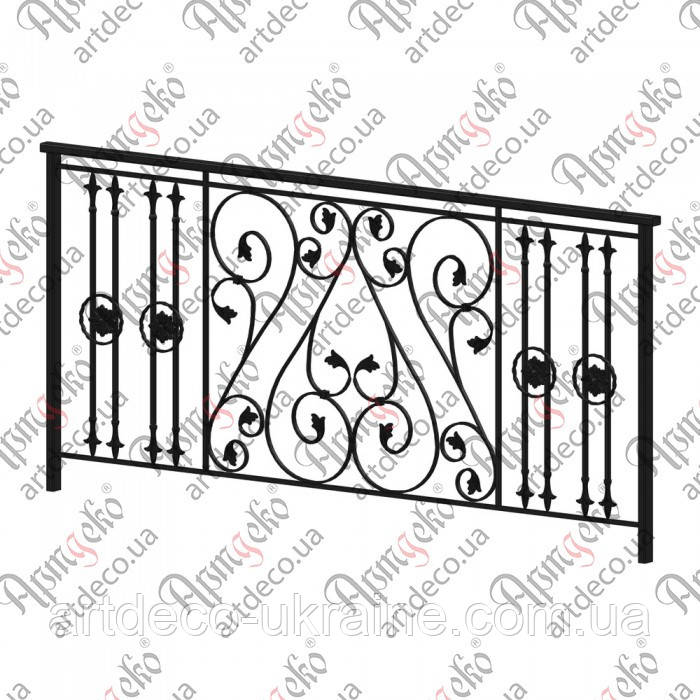 Кована балконна огорожа 2000х950. КОМПЛЕКТ ЕЛЕМЕНТІВ, фото 1