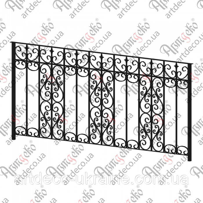 Балконна кована огорожа 2356х1050. КОМПЛЕКТ ЕЛЕМЕНТІВ, фото 1