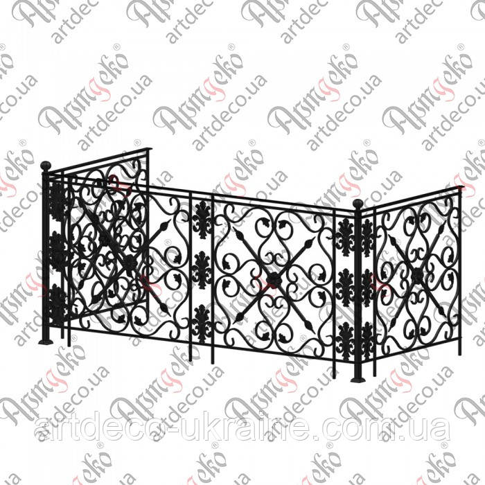 Коване балконна огорожа 2135х950х1000. КОМПЛЕКТ ЕЛЕМЕНТІВ, фото 1