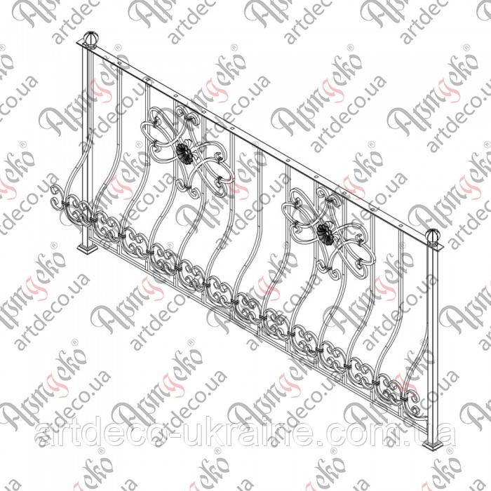 Огородження балкона 2000х1000. КОМПЛЕКТ ЕЛЕМЕНТІВ, фото 1
