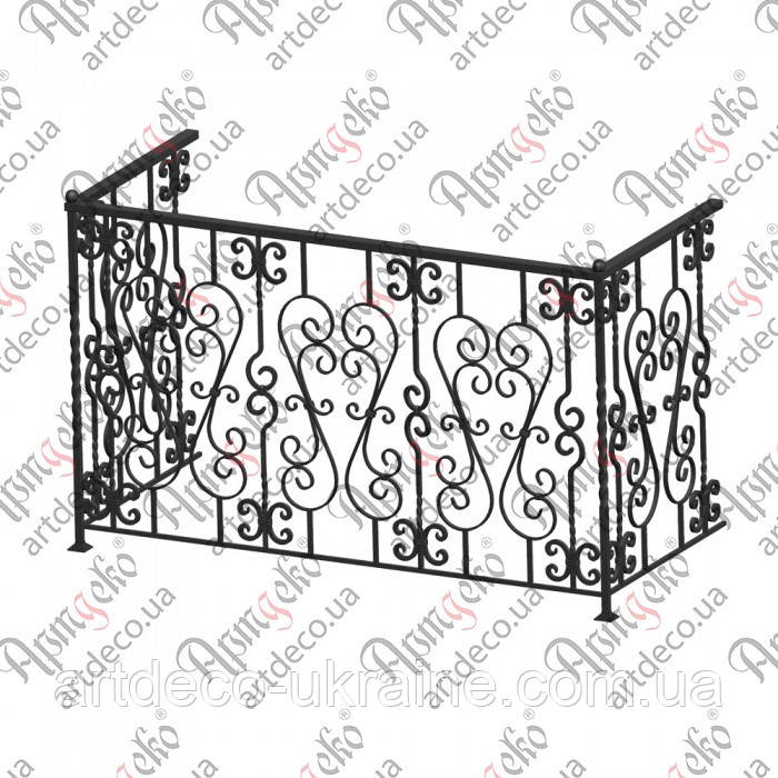 Балконна кована огорожа 1700х1050х750. КОМПЛЕКТ ЕЛЕМЕНТІВ, фото 1
