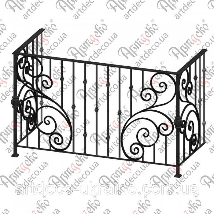 Коване балконна огорожа 1725х1075х760.(БО-12) КОМПЛЕКТ ЕЛЕМЕНТІВ, фото 1