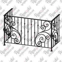 Коване балконна огорожа 1725х1075х760.(БО-12) КОМПЛЕКТ ЕЛЕМЕНТІВ