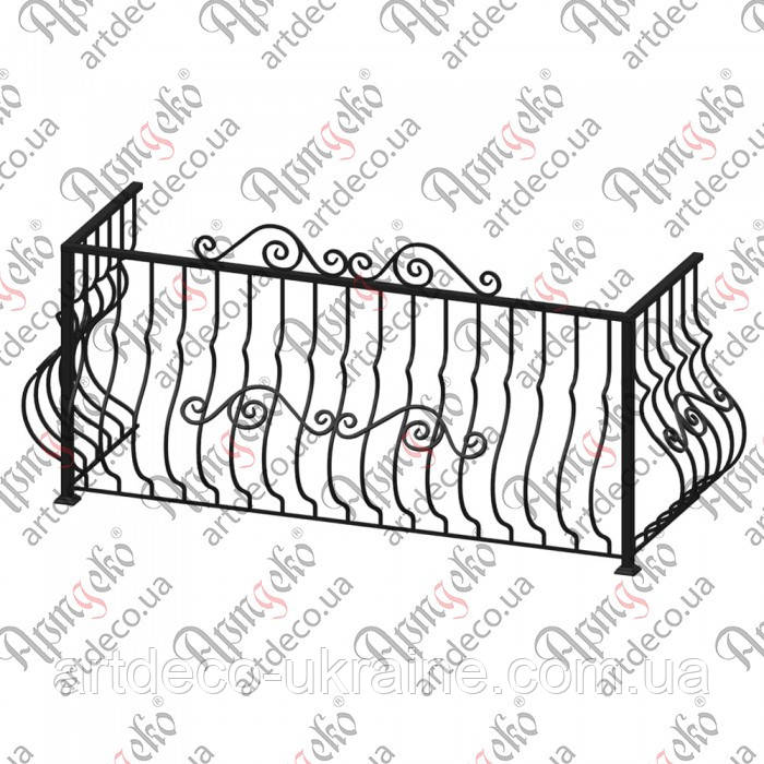 Балконна кована огорожа 2300х1030х770..(БО-16) КОМПЛЕКТ ЕЛЕМЕНТІВ, фото 1