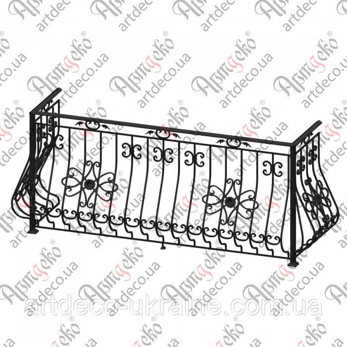 Кована балконна огорожа 2450х1100х650. КОМПЛЕКТ ЕЛЕМЕНТІВ, фото 1