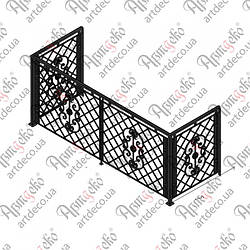 Балконна кована огорожа 2500х1073х900..(БО-22)  КОМПЛЕКТ ЕЛЕМЕНТІВ