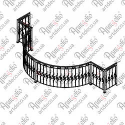 Балконна огорожа.4400(3000)х1000х1900(600) R-1500. (БО-24) КОМПЛЕКТ ЕЛЕМЕНТІВ