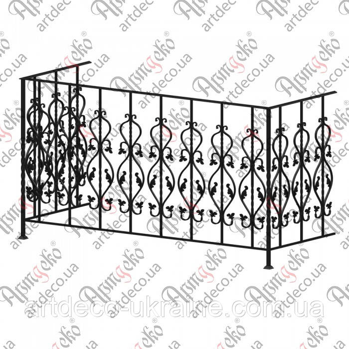 Кована балконна огорожа. КОМПЛЕКТ ЕЛЕМЕНТІВ 2000х1000х850, фото 1