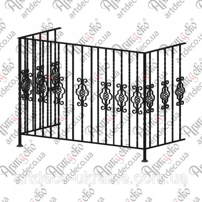 Балконна кована огорожа. КОМПЛЕКТ ЕЛЕМЕНТІВ 1500х1100х700, фото 1